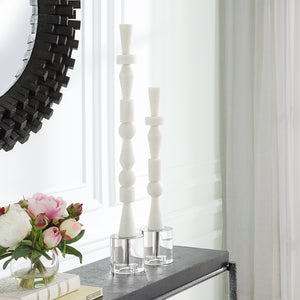 Uttermost Norte White Stone Sculptures, Set/2 18102 White Rice Stone Resin, Crystal