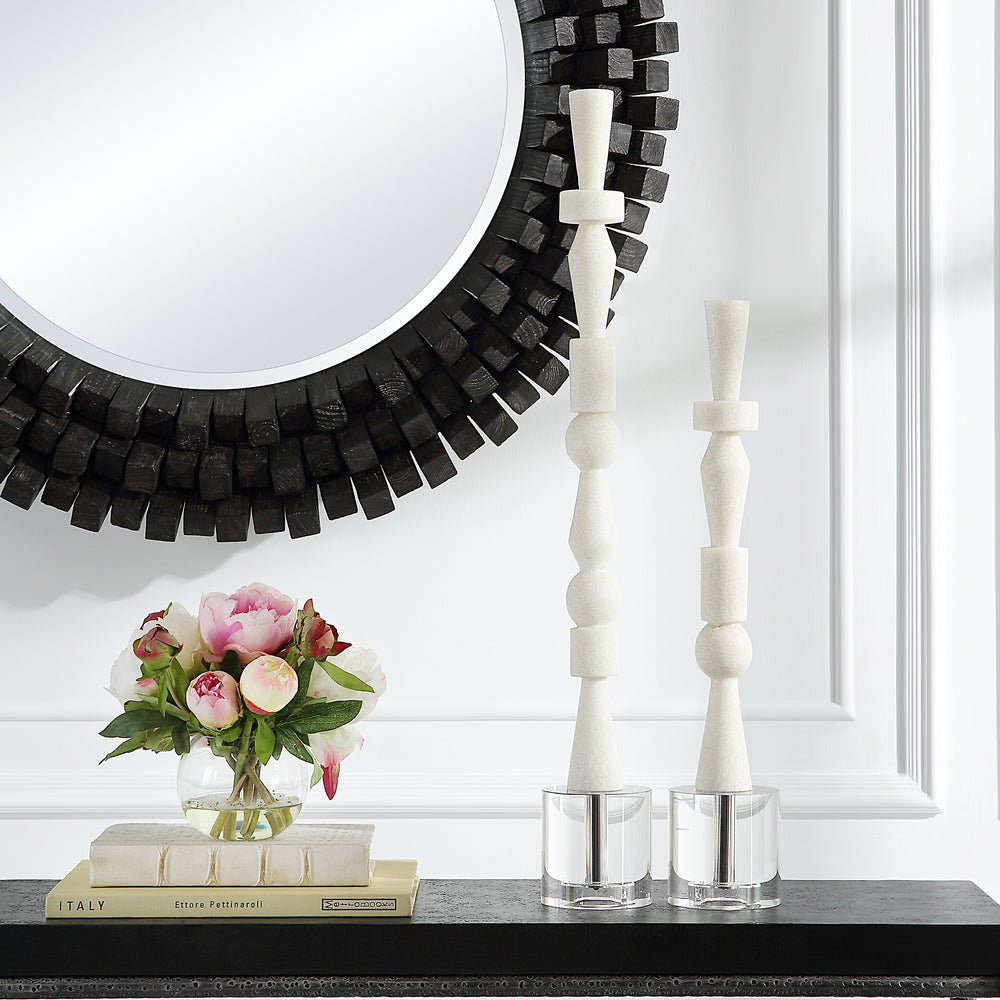 Uttermost Norte White Stone Sculptures, Set/2 18102 White Rice Stone Resin, Crystal