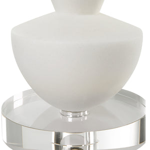 Uttermost Lido White Stone Candleholders, Set/2 18101 RICE STONE,CRYSTAL,METAL