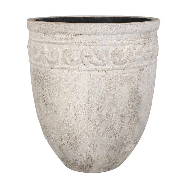 Uttermost Timeless Terrace Outdoor Planter - Elegant Carved Design, Durable Concrete For Indoor & Outdoor Use White Grc 17133
