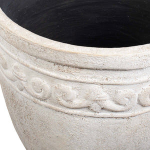 Uttermost Timeless Terrace Outdoor Planter - Elegant Carved Design, Durable Concrete For Indoor & Outdoor Use White Grc 17133