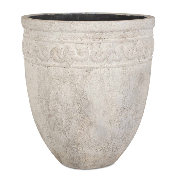 Uttermost Timeless Terrace Outdoor Planter - Elegant Carved Design, Durable Concrete For Indoor & Outdoor Use White Grc 17133