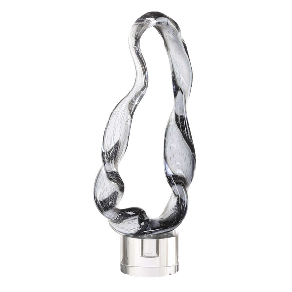 Uttermost Luminous Twist Glass Sculpture: Elegant Smoked Glass Art With Crystal Base For Modern Luxury Black,Gray Crystal,Glass 18242