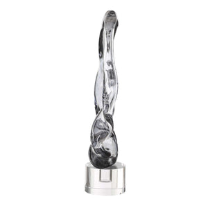Uttermost Luminous Twist Glass Sculpture: Elegant Smoked Glass Art With Crystal Base For Modern Luxury Black,Gray Crystal,Glass 18242