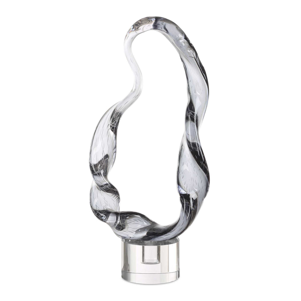 Uttermost Luminous Twist Glass Sculpture: Elegant Smoked Glass Art With Crystal Base For Modern Luxury Black,Gray Crystal,Glass 18242