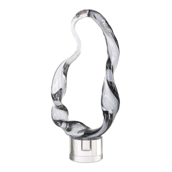 Uttermost Luminous Twist Glass Sculpture: Elegant Smoked Glass Art With Crystal Base For Modern Luxury Black,Gray Crystal,Glass 18242