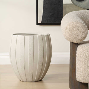 Uttermost Ridgehaven Textured Outdoor Planter - Elegant Design With Vertical Ridges For Any Space White Magnesium Oxide 18251