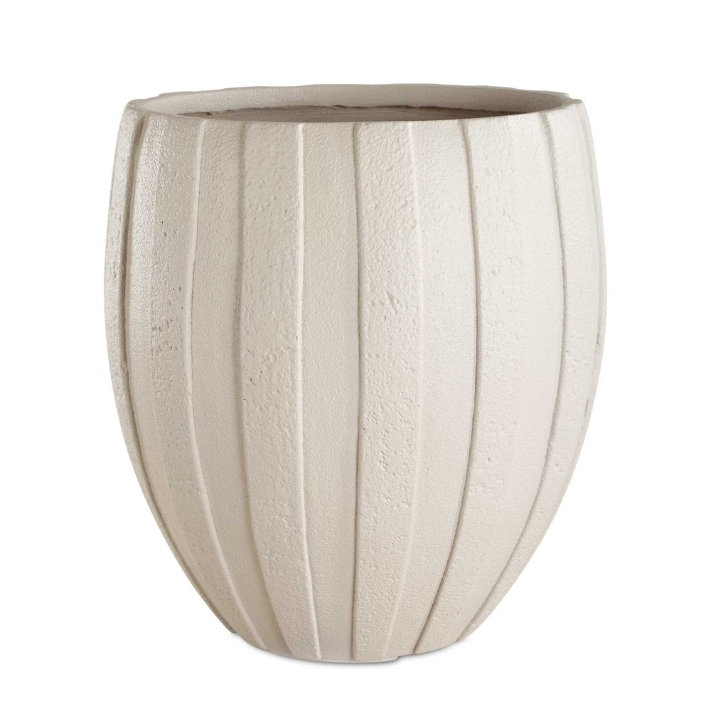Uttermost Ridgehaven Textured Outdoor Planter - Elegant Design With Vertical Ridges For Any Space White Magnesium Oxide 18251