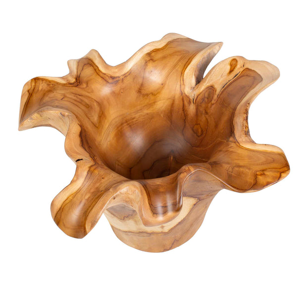 Uttermost Teak Flow Outdoor Bowl - Stunning Handcrafted Teak Wood Centerpiece For Rustic Elegance Brown Teak Wood 17134