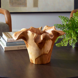 Uttermost Teak Flow Outdoor Bowl - Stunning Handcrafted Teak Wood Centerpiece For Rustic Elegance Brown Teak Wood 17134