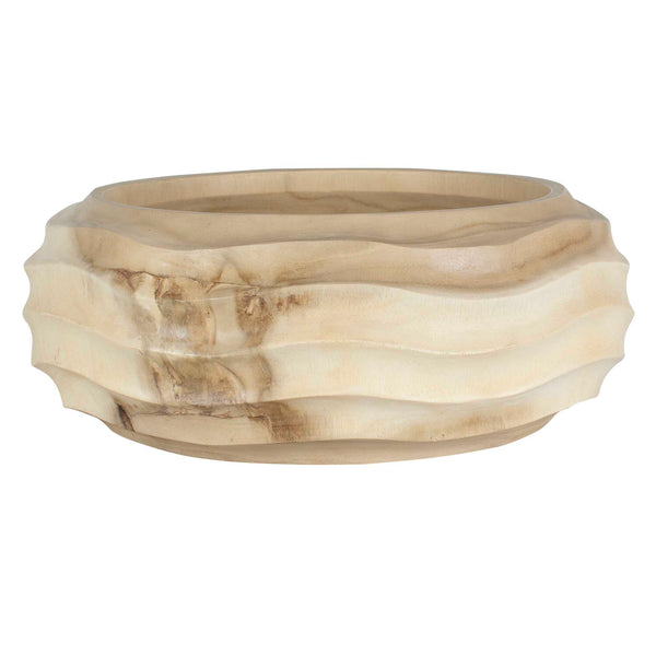 Uttermost Waveform Bleached Wood Bowl - Handcrafted Sculptural Centerpiece With Organic Elegance Brown Suar Wood 17136