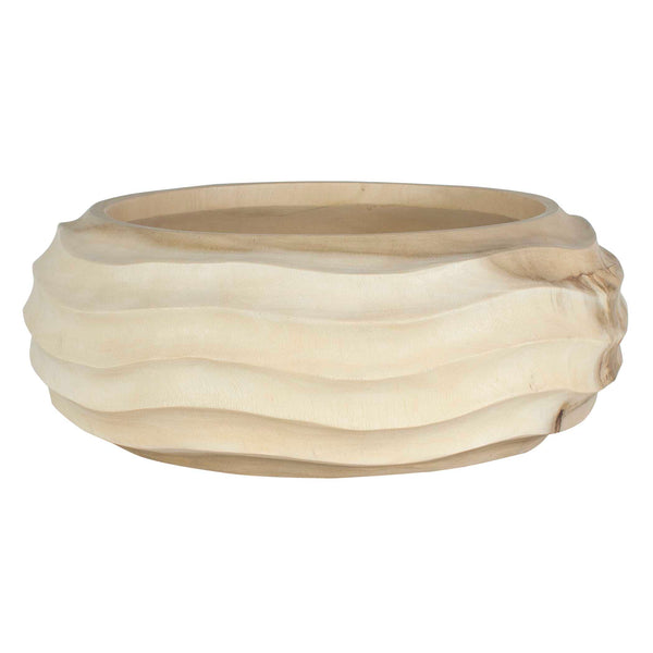 Uttermost Waveform Bleached Wood Bowl - Handcrafted Sculptural Centerpiece With Organic Elegance Brown Suar Wood 17136