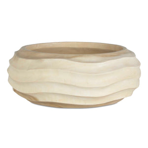 Uttermost Waveform Bleached Wood Bowl - Handcrafted Sculptural Centerpiece With Organic Elegance Brown Suar Wood 17136