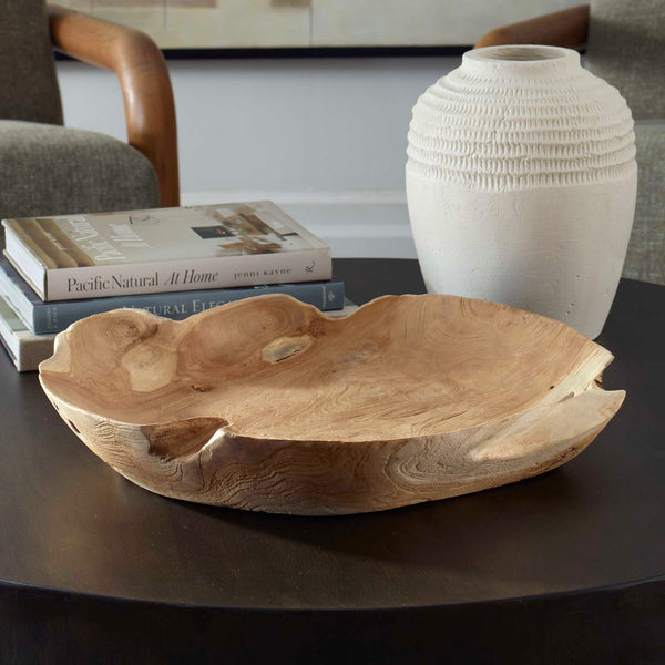 Uttermost Handcrafted Organic Teak Bowl – Unique Live-edge Design For Outdoor Elegance And Warmth Brown Teak Wood 17137