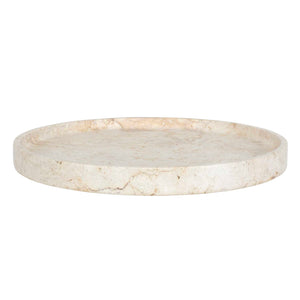 Uttermost Travessa Elegant Handcrafted Round Stone Tray – Durable, Versatile & Nature-inspired Decor Brown,White Travertine Stone 17138