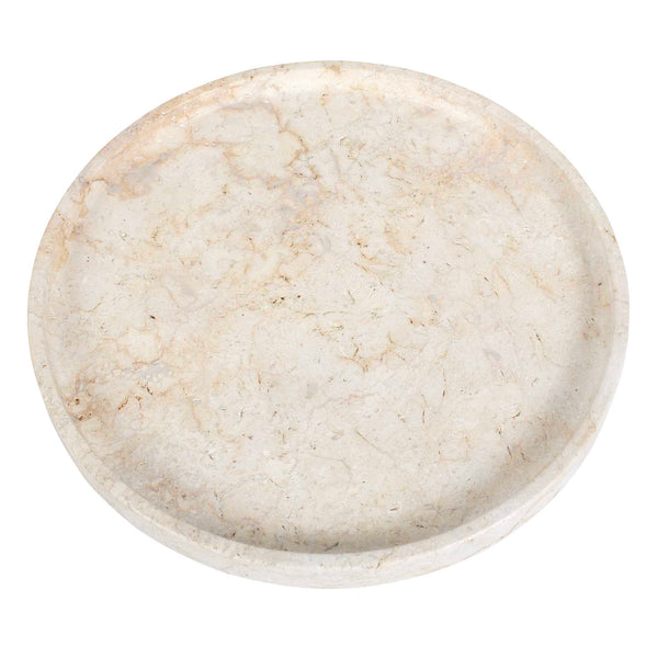 Uttermost Travessa Elegant Handcrafted Round Stone Tray – Durable, Versatile & Nature-inspired Decor Brown,White Travertine Stone 17138