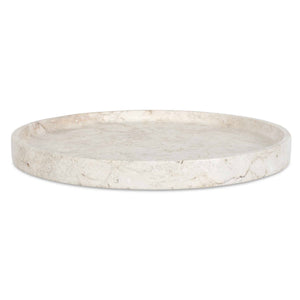 Uttermost Travessa Elegant Handcrafted Round Stone Tray – Durable, Versatile & Nature-inspired Decor Brown,White Travertine Stone 17138