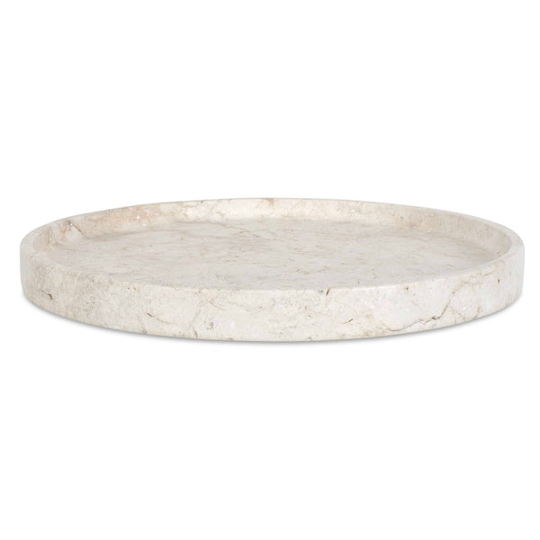 Uttermost Travessa Elegant Handcrafted Round Stone Tray – Durable, Versatile & Nature-inspired Decor Brown,White Travertine Stone 17138