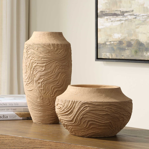 Uttermost Sandstone Flow Terracotta Vase - Handcrafted Accent Piece With Organic Texture And Warmth Brown Terracotta 18267