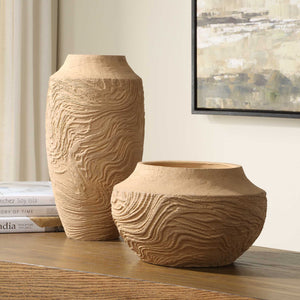 Uttermost Sandstone Flow Terracotta Vase - Handcrafted Accent Piece With Organic Texture And Warmth Brown Terracotta 18266