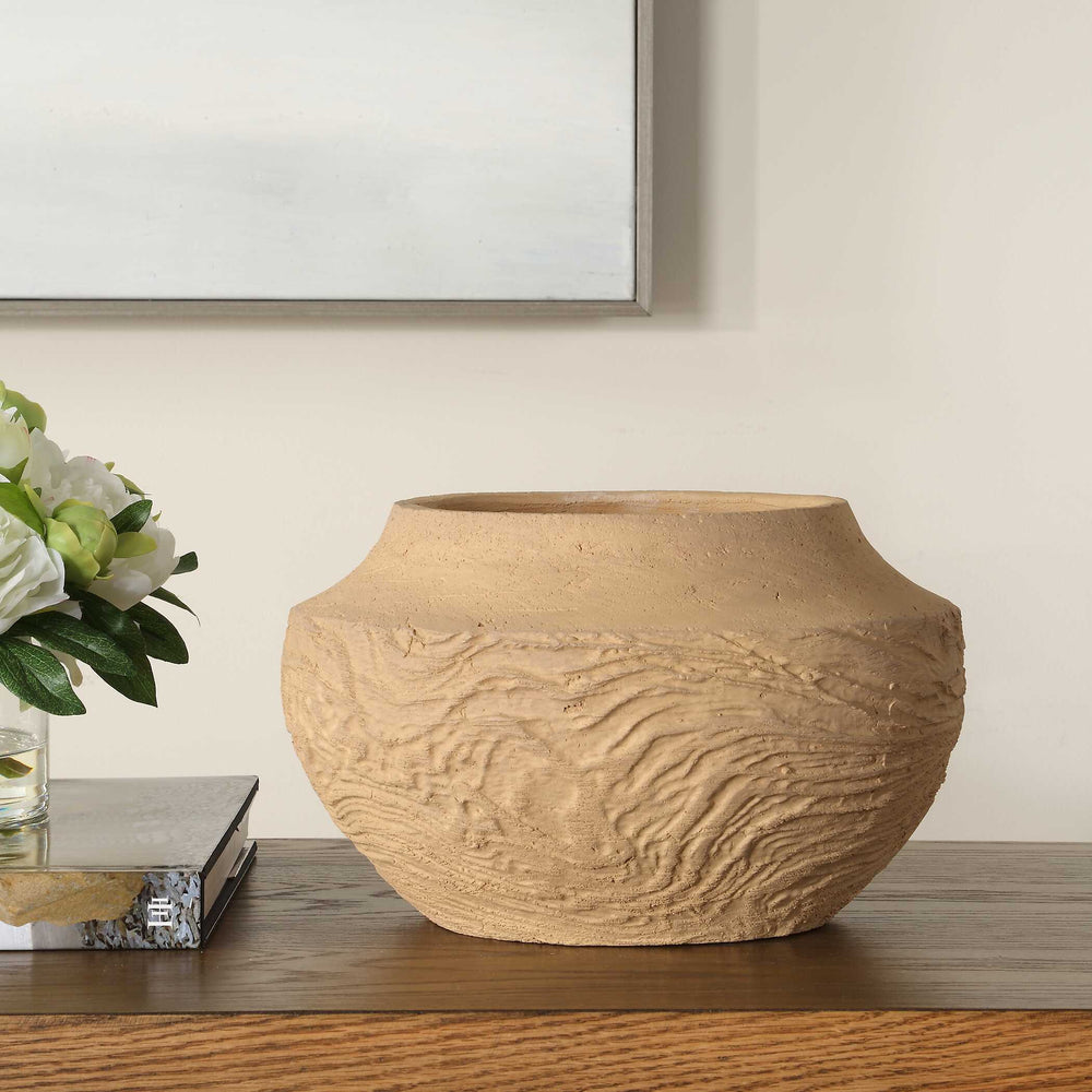 Uttermost Sandstone Flow Terracotta Vase - Handcrafted Accent Piece With Organic Texture And Warmth Brown Terracotta 18266