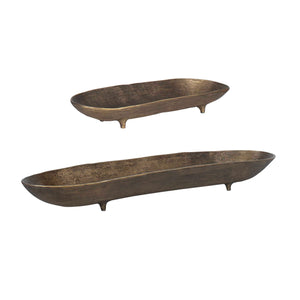 Uttermost Stratum Oval Aluminum Bowls Set Of 2 – Elegant Handcrafted Decor For Timeless Style Brass Aluminum 18254