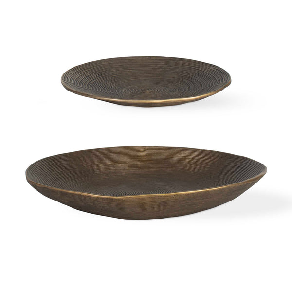 Uttermost Stratum Oval Aluminum Bowls Set Of 2 – Elegant Handcrafted Decor For Timeless Style Brass Aluminum 18255