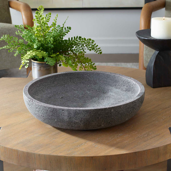 Uttermost Textured Gray Lava Stone Outdoor Bowl – Minimalist Decorative Statement For Any Space Gray Lava Stone 18264