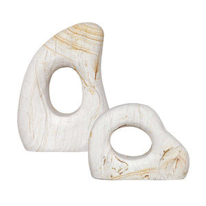 Uttermost Stone Flow Outdoor Sculptures Set Of 2 - Natural Elegance For Gardens & Modern Spaces Brown,White Palimanan Stone 18265