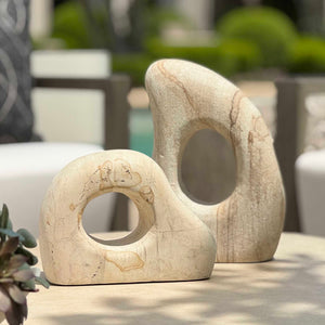 Uttermost Stone Flow Outdoor Sculptures Set Of 2 - Natural Elegance For Gardens & Modern Spaces Brown,White Palimanan Stone 18265