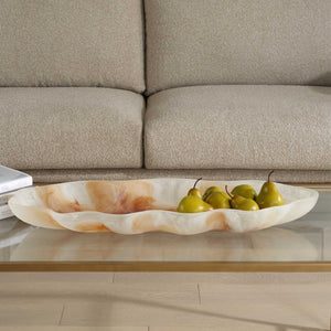 Uttermost Organic Elegance Wavy Oval Bowl - Handcrafted Artistry With Earthy Tones For Stunning Decor Brown,White Resin 18262