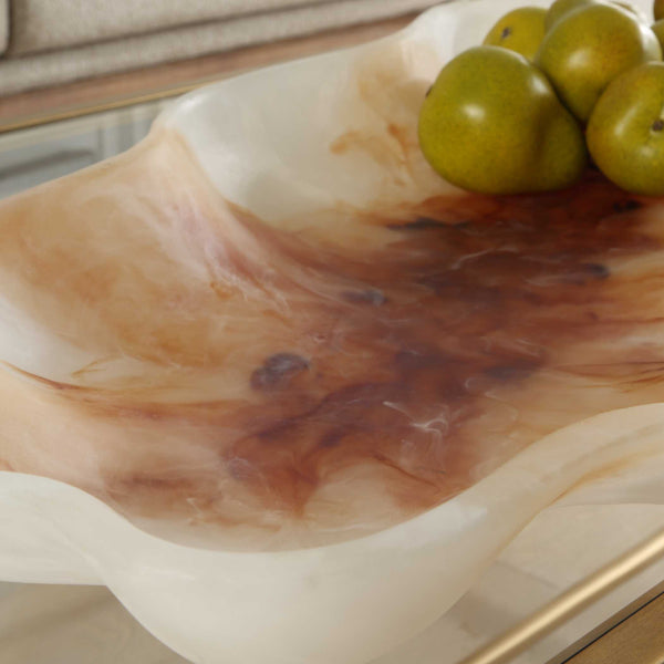 Uttermost Organic Elegance Wavy Oval Bowl - Handcrafted Artistry With Earthy Tones For Stunning Decor Brown,White Resin 18262