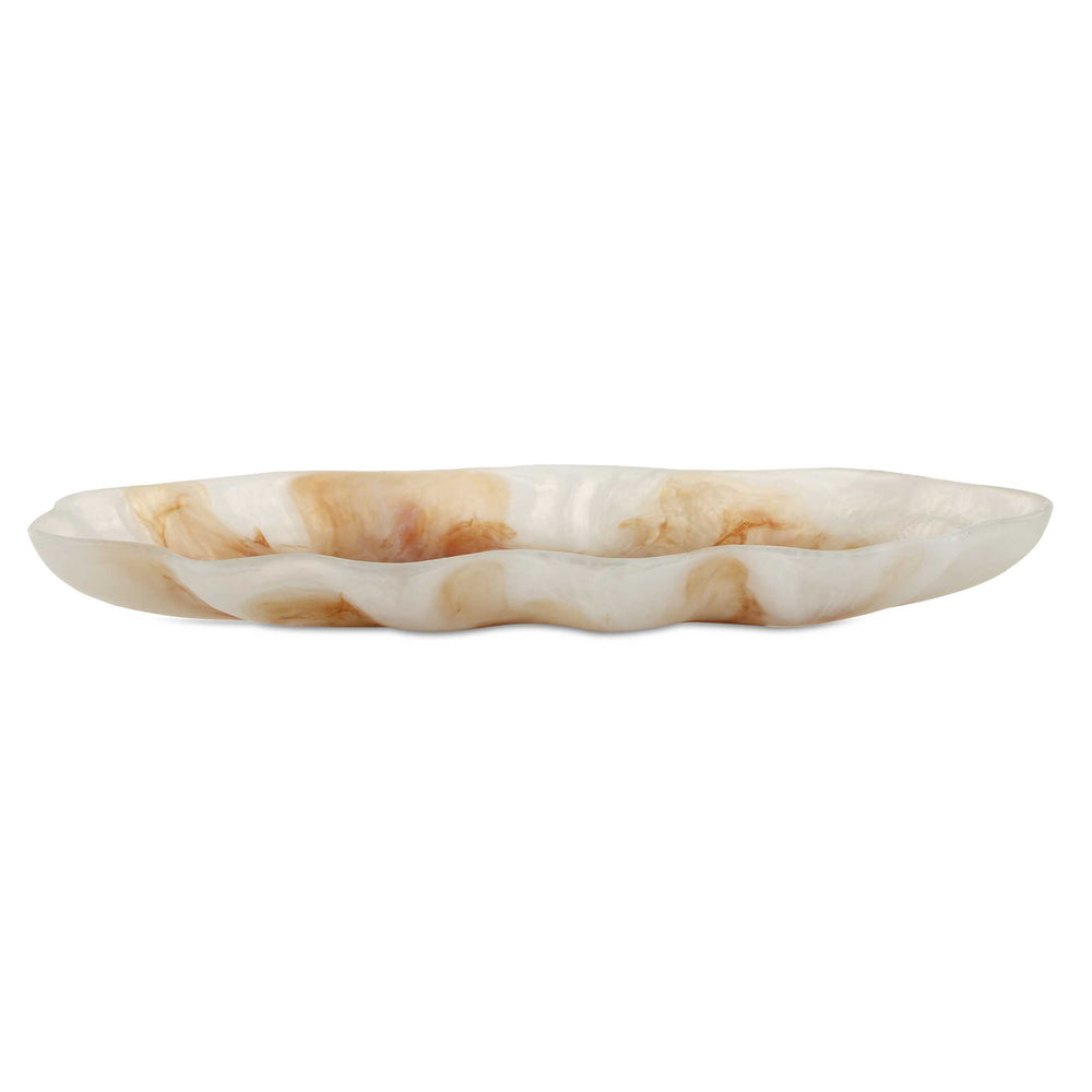 Uttermost Organic Elegance Wavy Oval Bowl - Handcrafted Artistry With Earthy Tones For Stunning Decor Brown,White Resin 18262