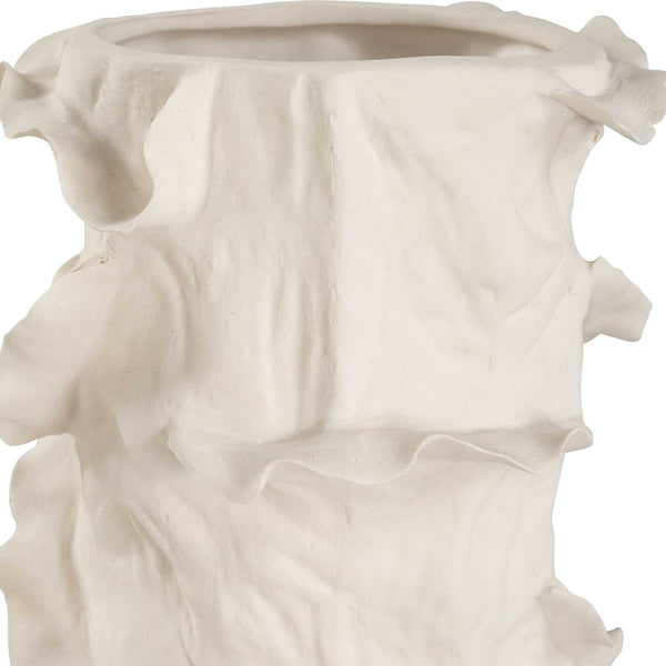 Uttermost Ripple Crest White Vases Set Of 2 - Artistic Sculptural Decor With Fluid Ruffled Edges White Ceramic 18268