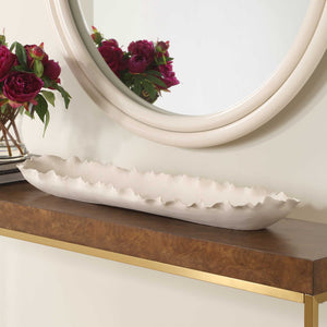 Uttermost Ripple Crest White Bowl - Elegant Ruffled Edge Centerpiece Inspired By Nature's Beauty White Ceramic 18269