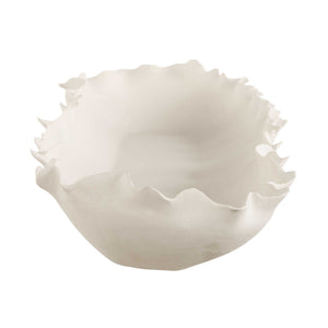 Uttermost Ripple Crest White Bowl - Elegant Ruffled Edge Centerpiece Inspired By Nature's Beauty White Ceramic 18269