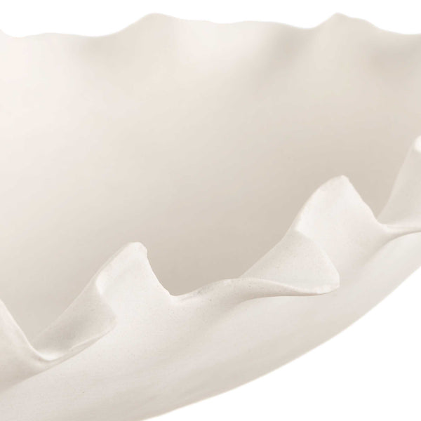 Uttermost Ripple Crest White Bowl - Elegant Ruffled Edge Centerpiece Inspired By Nature's Beauty White Ceramic 18269