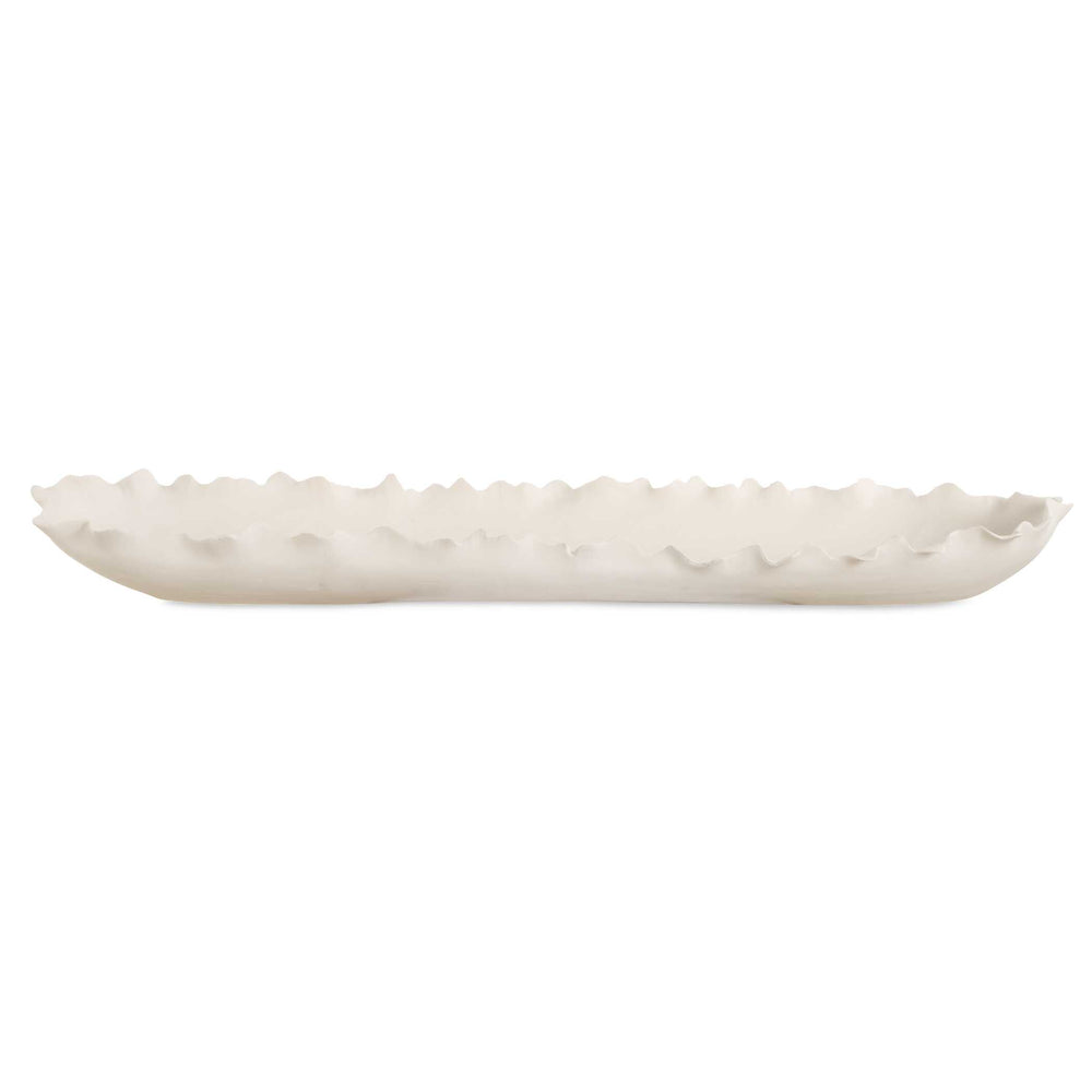 Uttermost Ripple Crest White Bowl - Elegant Ruffled Edge Centerpiece Inspired By Nature's Beauty White Ceramic 18269