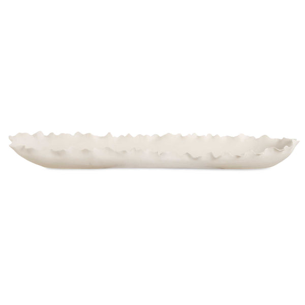 Uttermost Ripple Crest White Bowl - Elegant Ruffled Edge Centerpiece Inspired By Nature's Beauty White Ceramic 18269