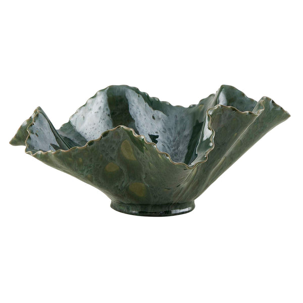 Uttermost Verdant Bloom Emerald Decorative Bowl – Stunning Floral Design For Indoor & Outdoor Spaces Green Earthenware,Glaze 18252