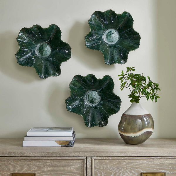 Uttermost Verdant Bloom Emerald Decorative Bowl – Stunning Floral Design For Indoor & Outdoor Spaces Green Earthenware,Glaze 18252