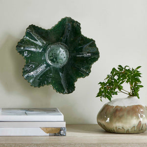 Uttermost Verdant Bloom Emerald Decorative Bowl – Stunning Floral Design For Indoor & Outdoor Spaces Green Earthenware,Glaze 18252