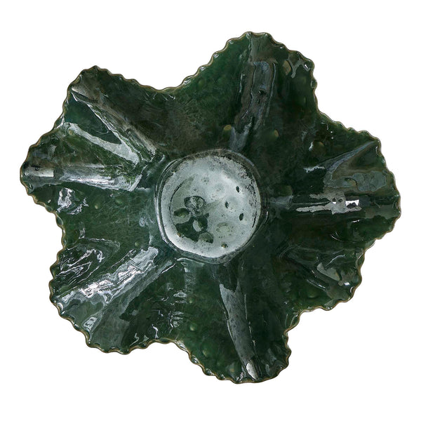 Uttermost Verdant Bloom Emerald Decorative Bowl – Stunning Floral Design For Indoor & Outdoor Spaces Green Earthenware,Glaze 18252