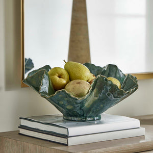 Uttermost Verdant Bloom Emerald Decorative Bowl – Stunning Floral Design For Indoor & Outdoor Spaces Green Earthenware,Glaze 18252