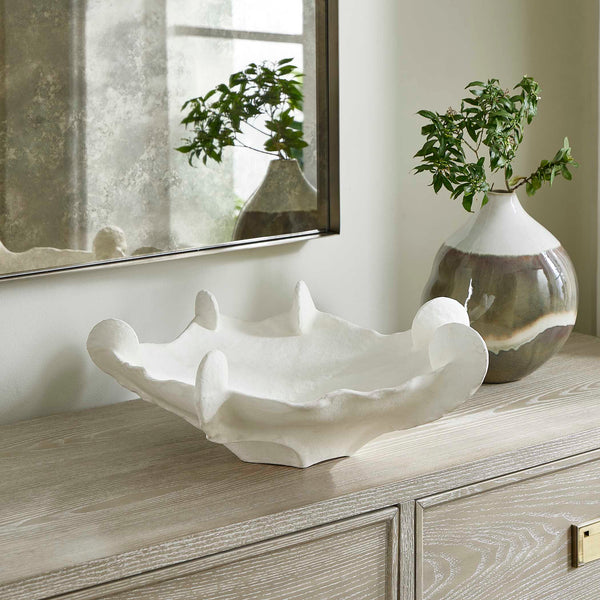 Uttermost Coral Mirage White Outdoor Bowl - Sculptural Ceramic Design For Modern Coastal Decor White Earthenware,Glaze 18248