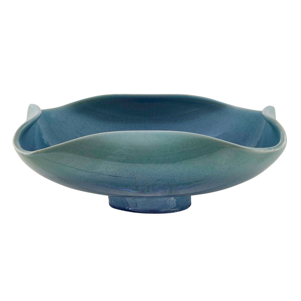 Uttermost Handcrafted Blue Lagoon Ceramic Bowl - Stunning Decorative Art For Tabletop Or Wall Use Blue,Green Earthenware,Glaze 18249