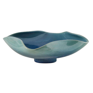 Uttermost Handcrafted Blue Lagoon Ceramic Bowl - Stunning Decorative Art For Tabletop Or Wall Use Blue,Green Earthenware,Glaze 18249