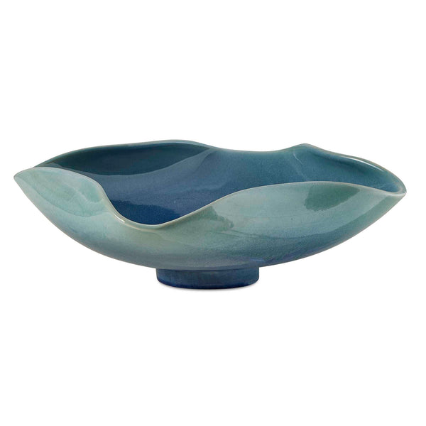 Uttermost Handcrafted Blue Lagoon Ceramic Bowl - Stunning Decorative Art For Tabletop Or Wall Use Blue,Green Earthenware,Glaze 18249