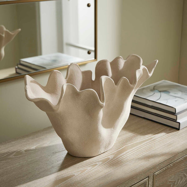 Uttermost Sand Dune Outdoor Ceramic Bowl - Sculptural Coral-inspired Design For Modern Spaces Brown,White Earthenware,Glaze 18284