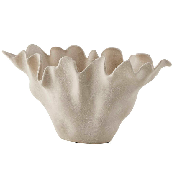 Uttermost Sand Dune Outdoor Ceramic Bowl - Sculptural Coral-inspired Design For Modern Spaces Brown,White Earthenware,Glaze 18284